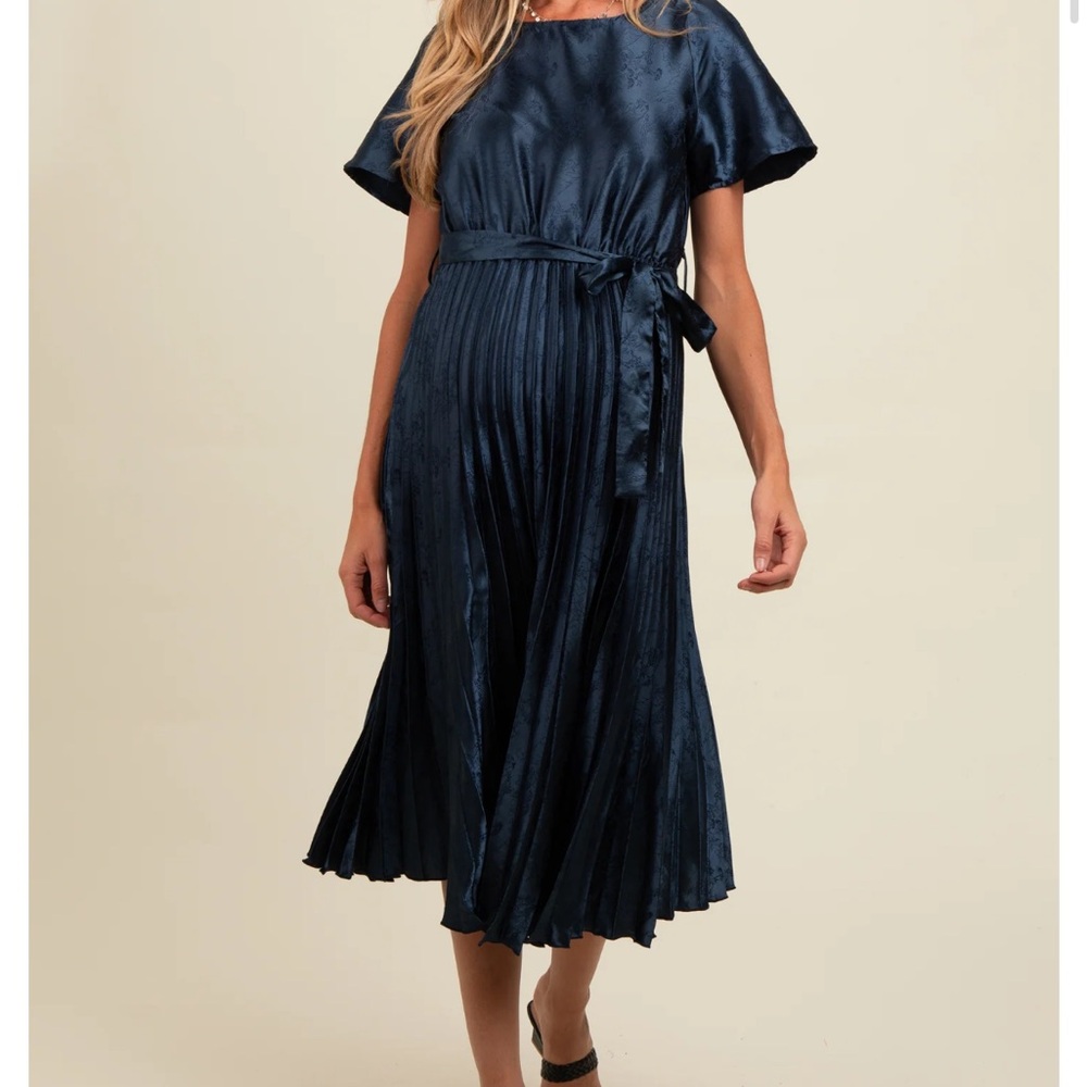 Pink Blush navy maternity dress